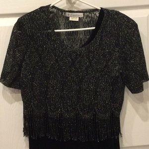 WOMEN’S BEAUTIFUL HOLIDAY VELVET TANK DRESS & SPARKLE OVERLAY TOP SZ 6 DRESSBARN